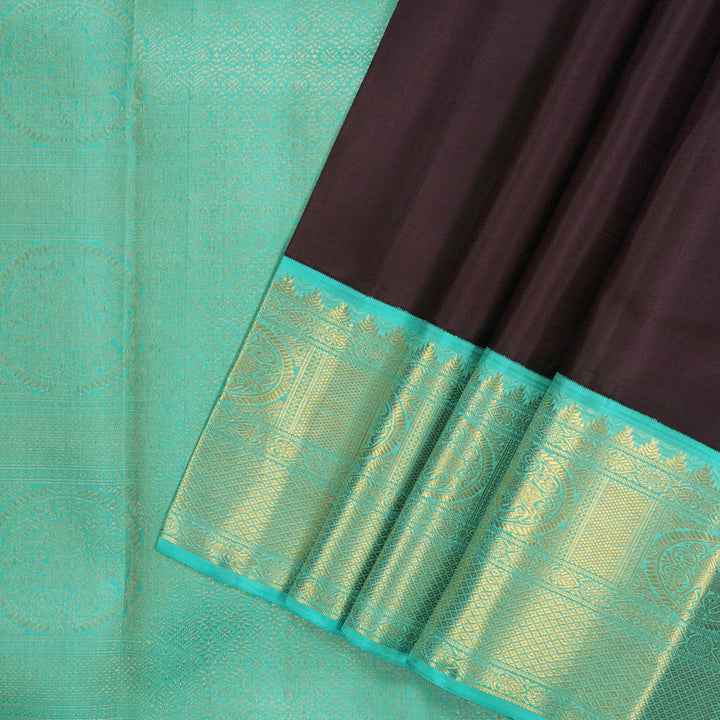 Hayagrivas Handloom Nagapazham Kanjivaram Silk Saree with Sky Blue Border KBF5D2-3
