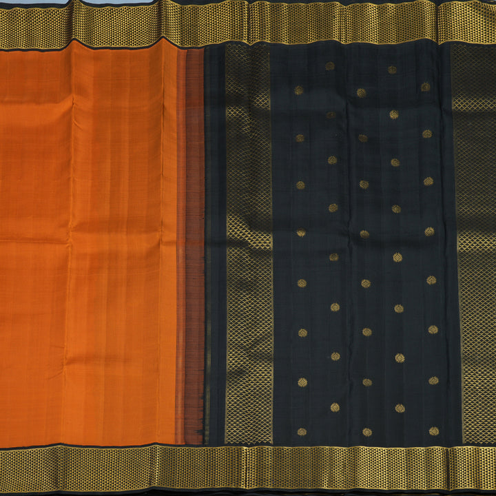 Hayagrivas Handloom Orange Kanjivaram Silk Saree with Black Border KBF5D2-4