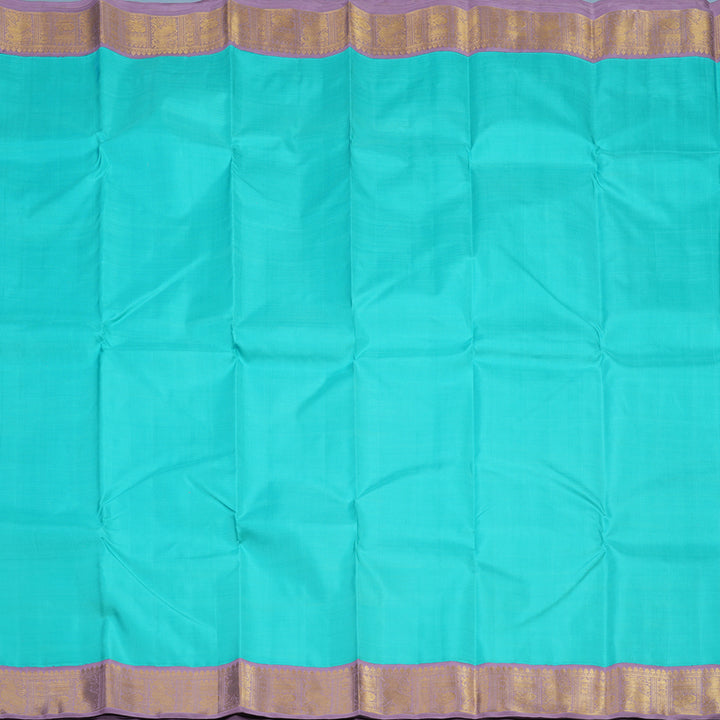 Hayagrivas Handloom Sky Blue Kanjivaram Silk Saree with Lilac Border KBF5D3-1