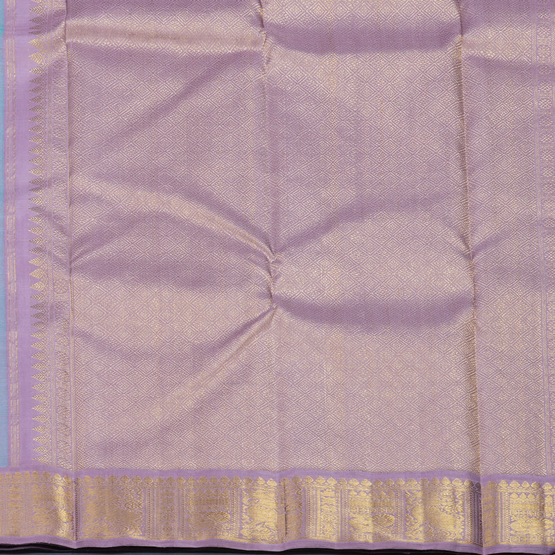 Hayagrivas Handloom Sky Blue Kanjivaram Silk Saree with Lilac Border KBF5D3-1