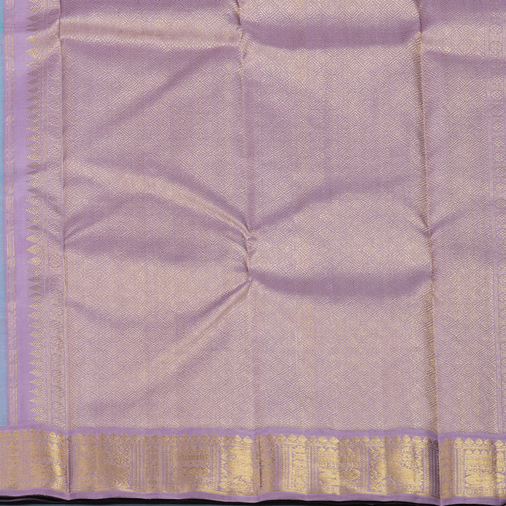 Hayagrivas Handloom Sky Blue Kanjivaram Silk Saree with Lilac Border KBF5D3-1