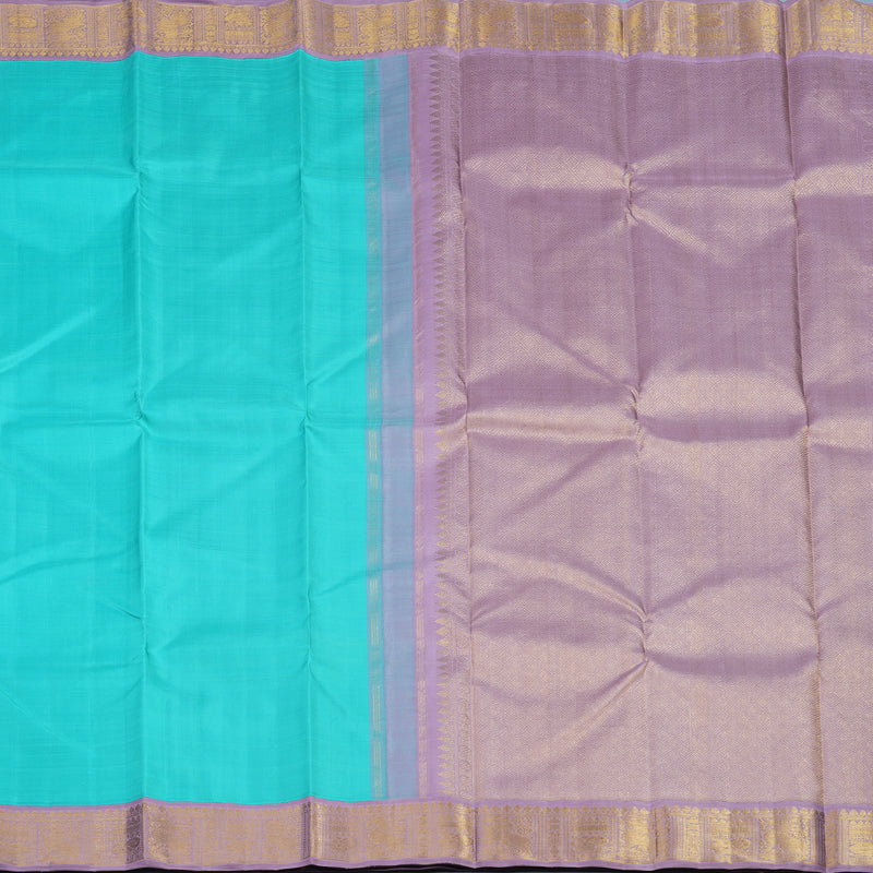 Hayagrivas Handloom Sky Blue Kanjivaram Silk Saree with Lilac Border KBF5D3-1