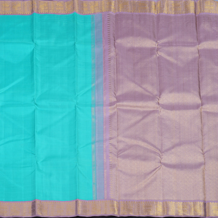 Hayagrivas Handloom Sky Blue Kanjivaram Silk Saree with Lilac Border KBF5D3-1