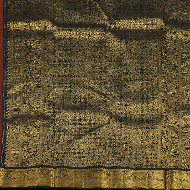 Hayagrivas Handloom Fanta Orange Kanjivaram Silk Saree with Black Border KBF5D3-2