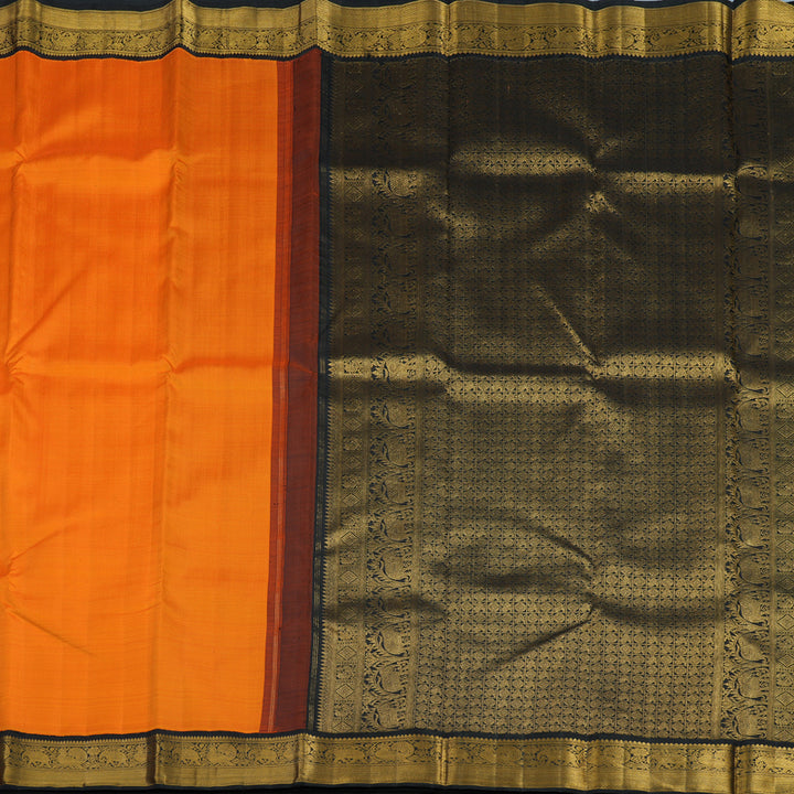 Hayagrivas Handloom Fanta Orange Kanjivaram Silk Saree with Black Border KBF5D3-2