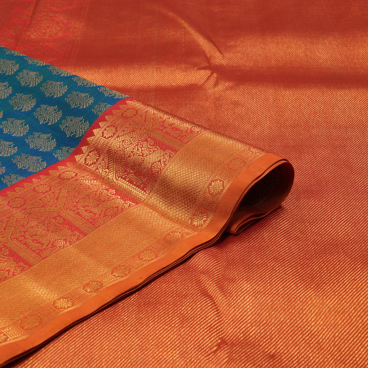 Hayagrivas Handloom Mayilkazhuthu Kanjivaram Silk Saree with Red Border KBF5D6-1