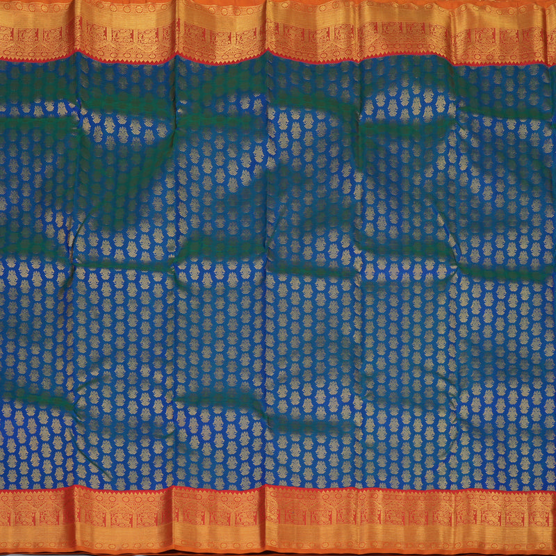 Hayagrivas Handloom Mayilkazhuthu Kanjivaram Silk Saree with Red Border KBF5D6-1