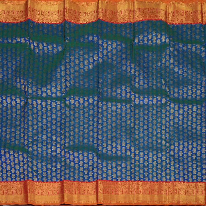 Hayagrivas Handloom Mayilkazhuthu Kanjivaram Silk Saree with Red Border KBF5D6-1