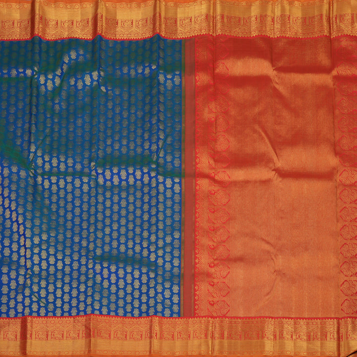 Hayagrivas Handloom Mayilkazhuthu Kanjivaram Silk Saree with Red Border KBF5D6-1