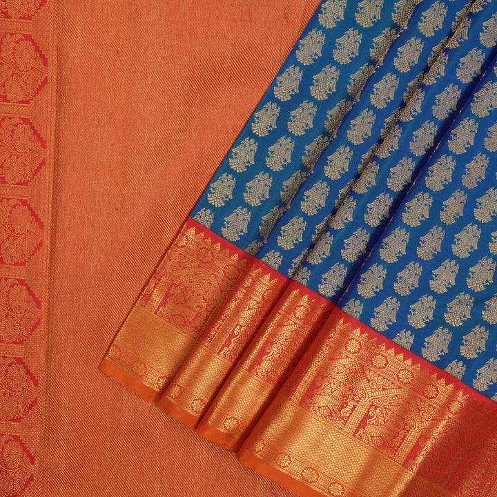 Hayagrivas Handloom Mayilkazhuthu Kanjivaram Silk Saree with Red Border KBF5D6-1