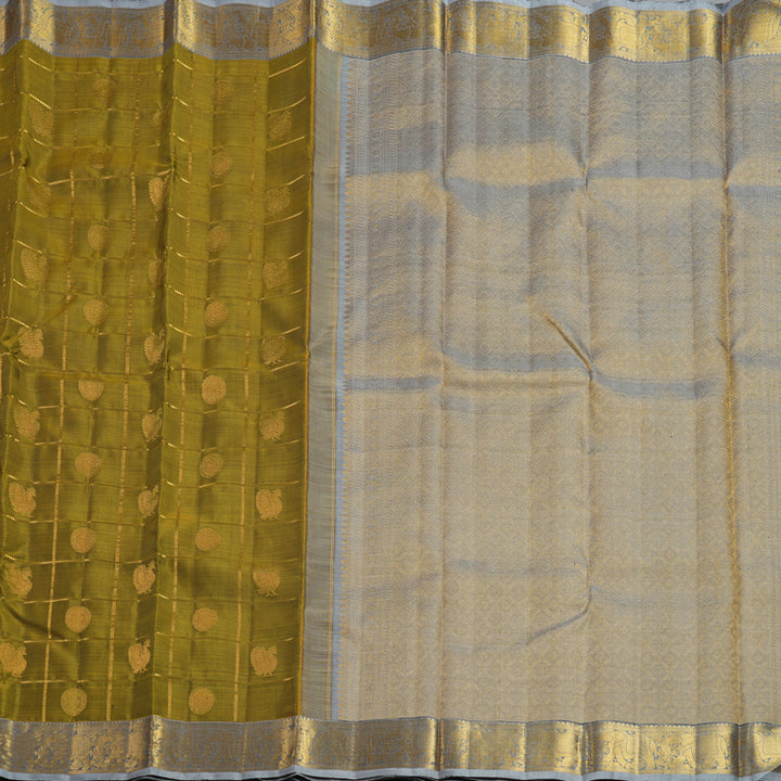 Hayagrivas Handloom Honey Kanjivaram Silk Saree with Lilac-Grey Border KBF5D7-1