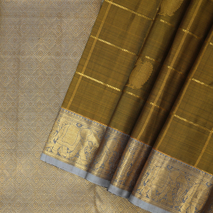 Hayagrivas Handloom Honey Kanjivaram Silk Saree with Lilac-Grey Border KBF5D7-1