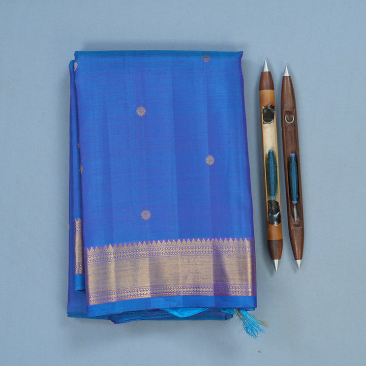 Hayagrivas Handloom Blue-Purple Kanjivaram Silk Saree KBF5D8-1