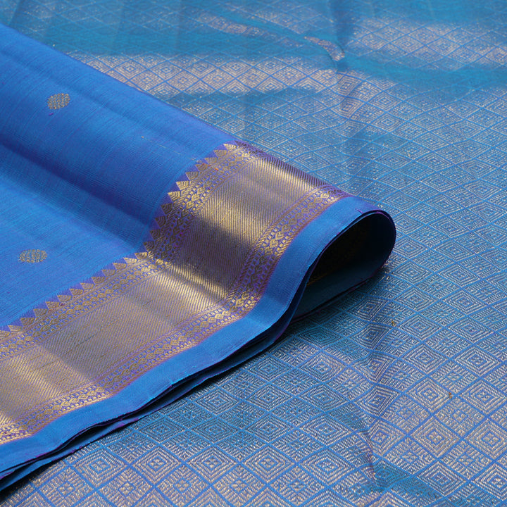 Hayagrivas Handloom Blue-Purple Kanjivaram Silk Saree KBF5D8-1