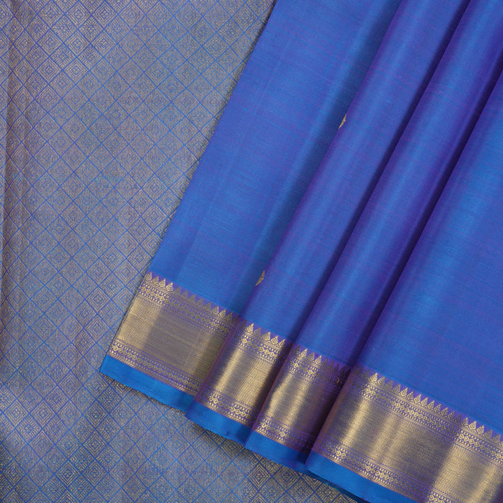 Hayagrivas Handloom Blue-Purple Kanjivaram Silk Saree KBF5D8-1