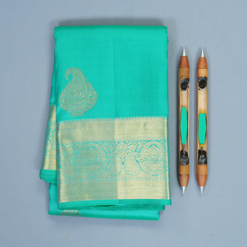 Hayagrivas Handloom Aqua Green Kanjivaram Silk Saree KBF600G1-13
