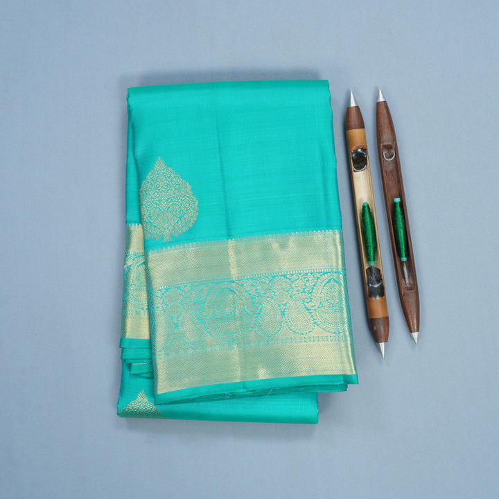 Hayagrivas Handloom Aqua Green Kanjivaram Silk Saree KBF600G1-16