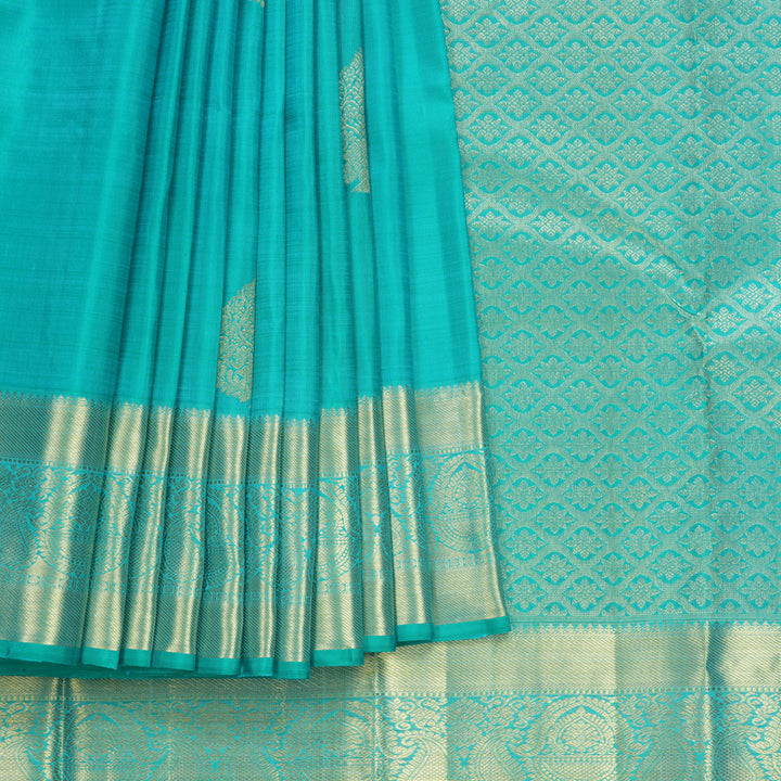 Hayagrivas Handloom Aqua Green Kanjivaram Silk Saree KBF600G1-16