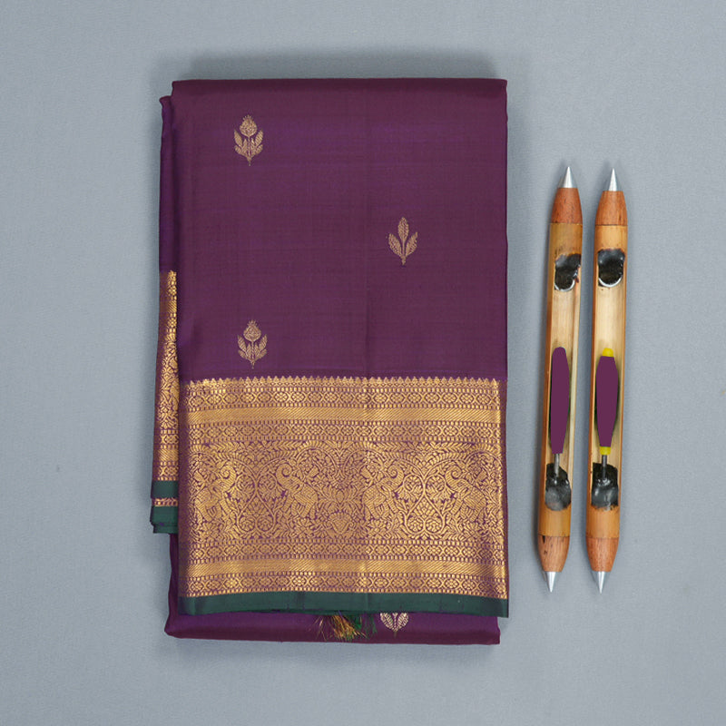 Hayagrivas Handloom Brinjal Purple Kanjivaram Silk Saree KBF600G1-18