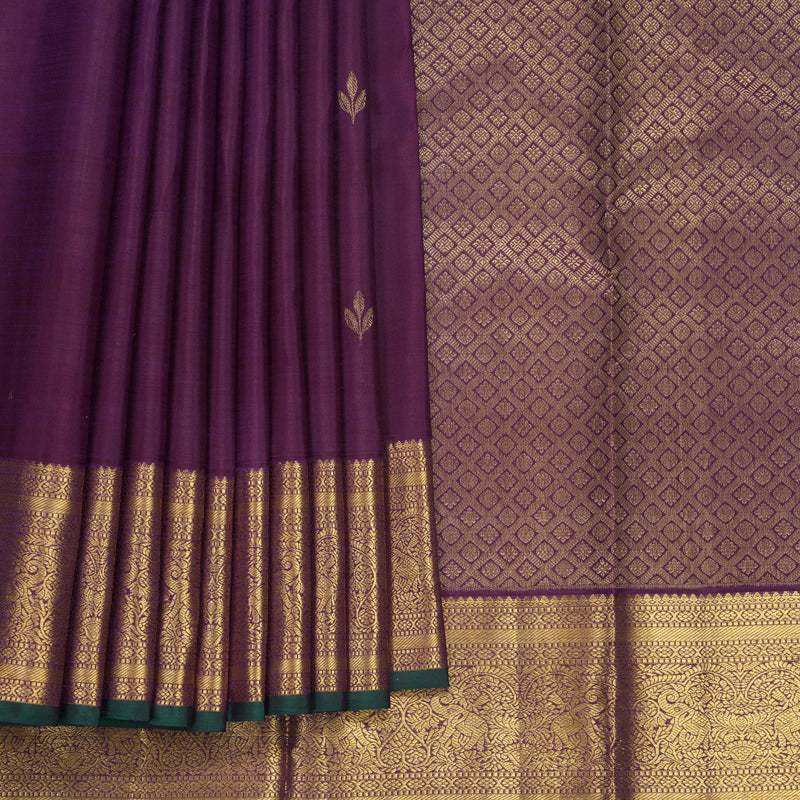 Hayagrivas Handloom Brinjal Purple Kanjivaram Silk Saree KBF600G1-18