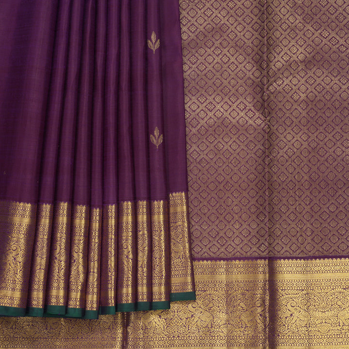Hayagrivas Handloom Brinjal Purple Kanjivaram Silk Saree KBF600G1-18