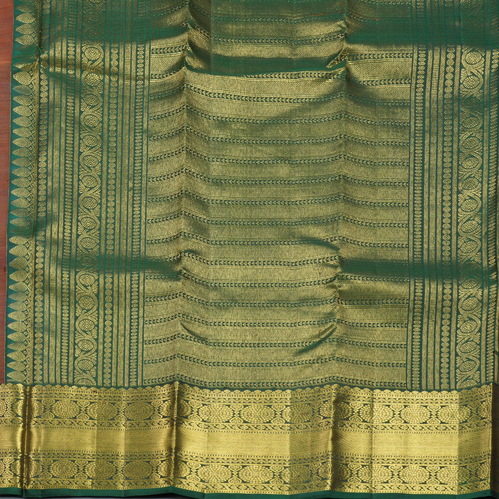 Hayagrivas Handloom Rust Orange Kanjivaram Silk Saree with Bottle Green Border KBF600G1-19