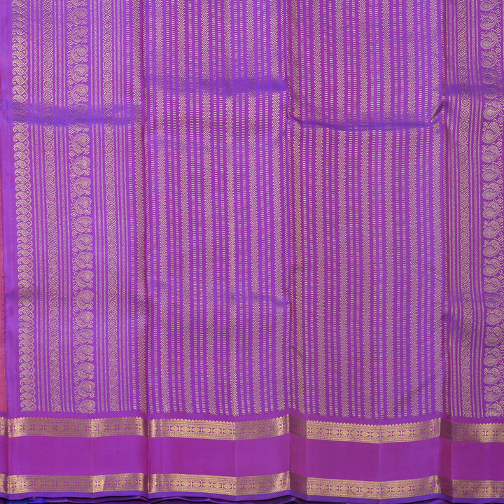 Hayagrivas Handloom Orangish-Pink Kanjivaram Silk Saree with Purple Border KBF600G2-2