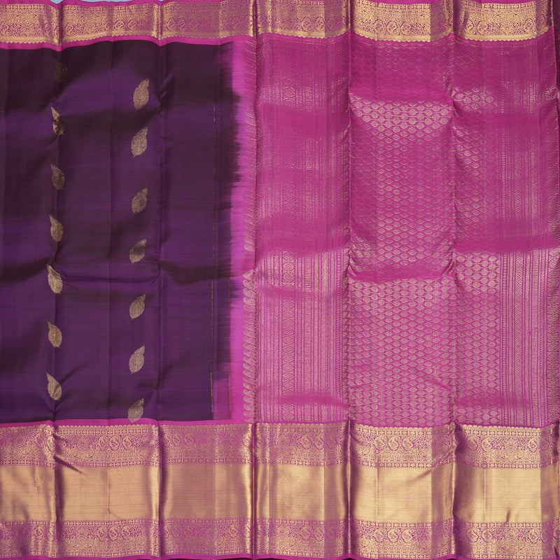 Hayagrivas Handloom Purple Kanjivaram Silk Saree with Magenta Border KBF600G3-6