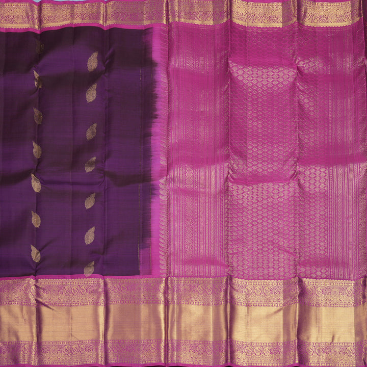 Hayagrivas Handloom Purple Kanjivaram Silk Saree with Magenta Border KBF600G3-6