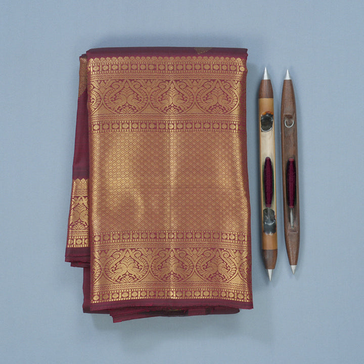 Hayagrivas Handloom Maroon Kanjivaram Silk Saree KBF600G3-7
