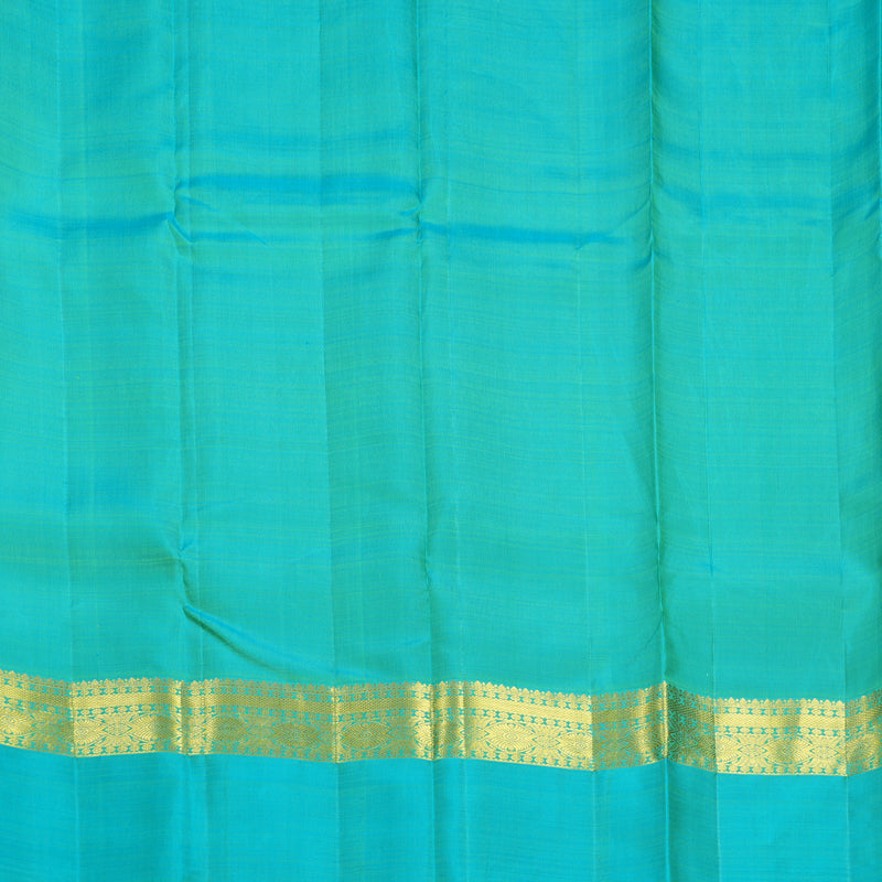 Hayagrivas Handloom Lime Green Kanjivaram Silk Saree with Sky Blue Border KBF600G4-3
