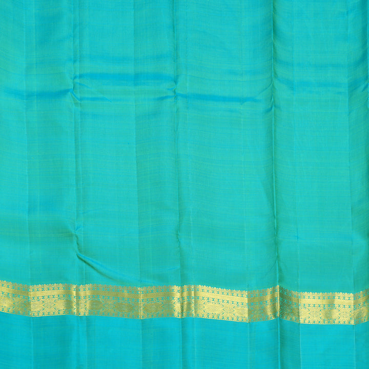 Hayagrivas Handloom Lime Green Kanjivaram Silk Saree with Sky Blue Border KBF600G4-3