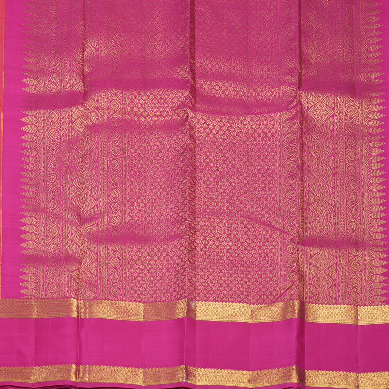 Hayagrivas Handloom Orangish-Pink Kanjivaram Silk Saree with Rani Pink Border KBF600G5-2