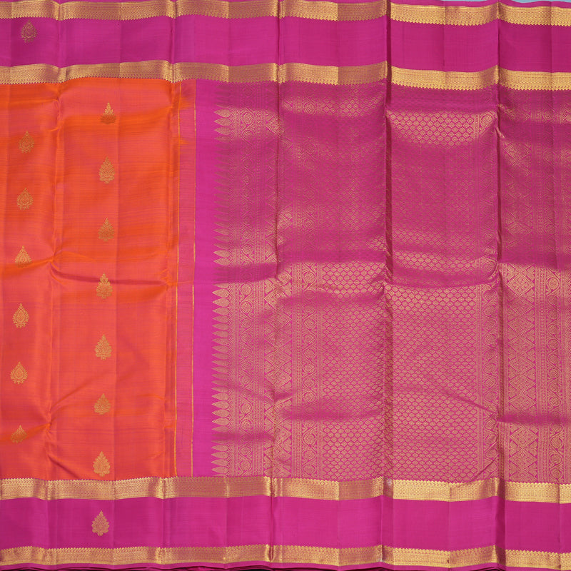 Hayagrivas Handloom Orangish-Pink Kanjivaram Silk Saree with Rani Pink Border KBF600G5-2