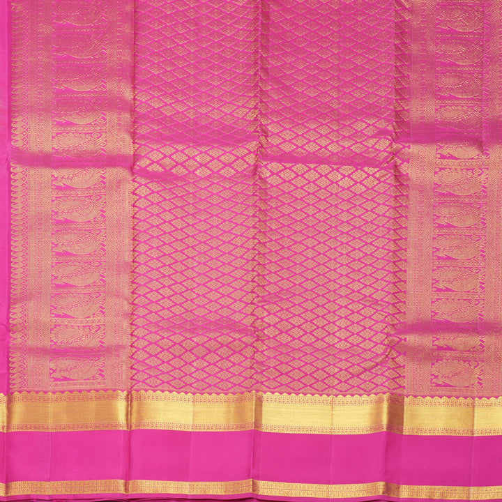 Hayagrivas Handloom Orangish-Pink Kanjivaram Silk Saree with Rani Pink Border KBF600G5-3
