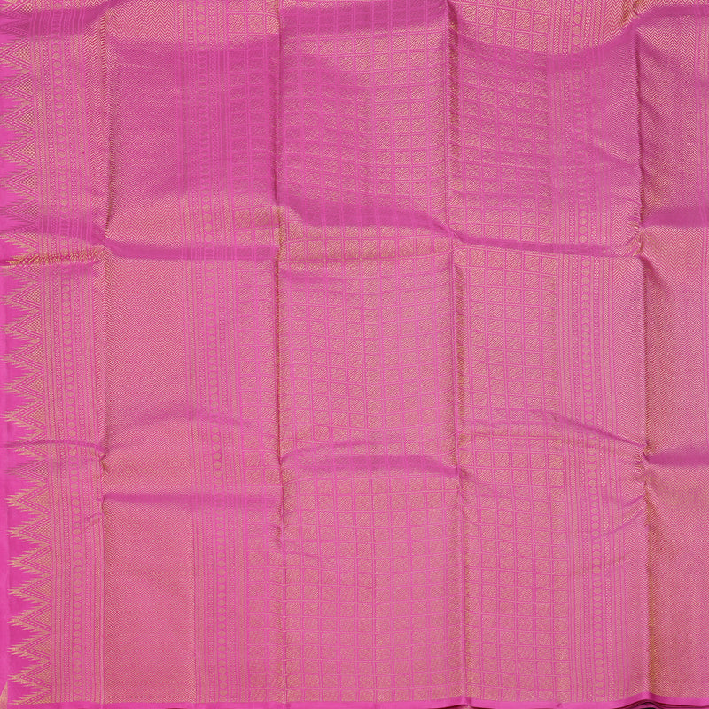 Hayagrivas Handloom Pink Kanjivaram Silk Saree with Temple Border KBF601G2-1