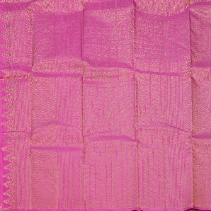 Hayagrivas Handloom Pink Kanjivaram Silk Saree with Temple Border KBF601G2-1