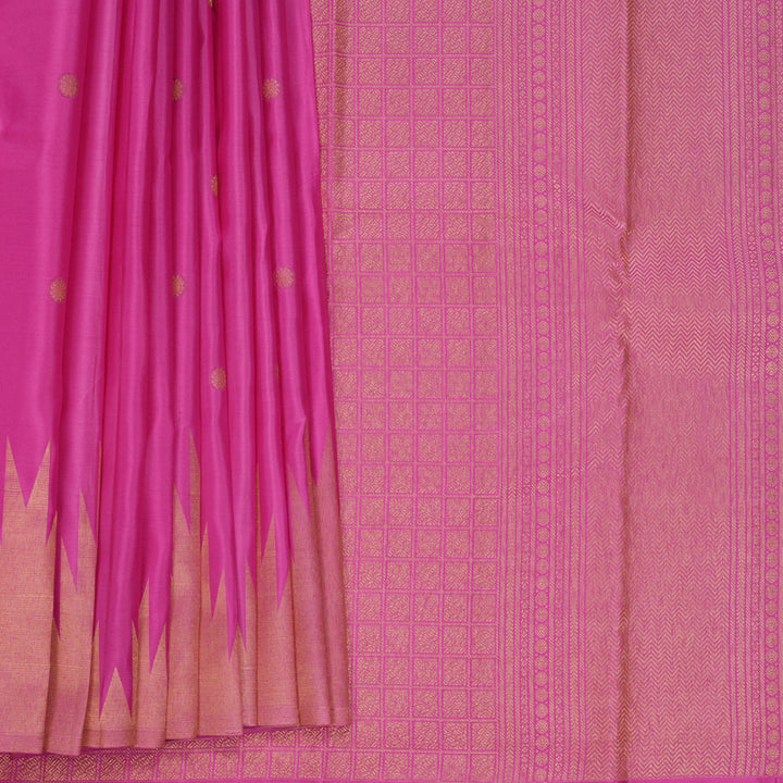 Hayagrivas Handloom Pink Kanjivaram Silk Saree with Temple Border KBF601G2-1