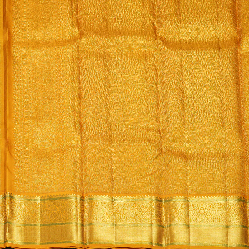 Hayagrivas Handloom Mayilkazhuthu Kanjivaram Silk Saree with Mustard Yellow Border KBF602G2-2