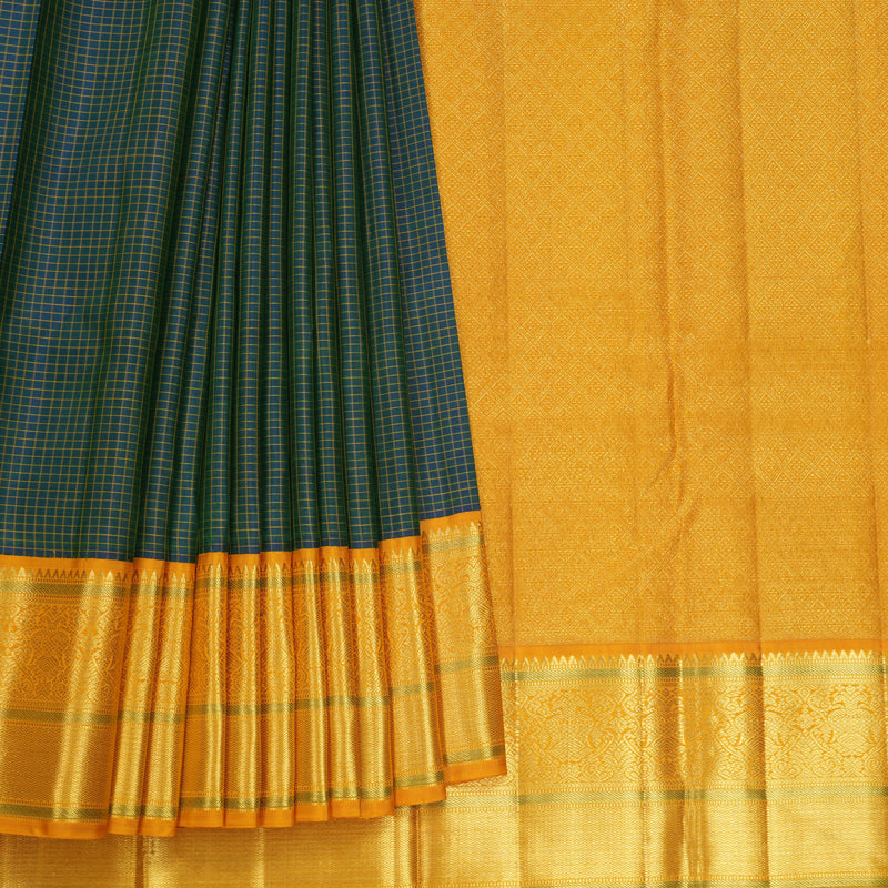 Hayagrivas Handloom Mayilkazhuthu Kanjivaram Silk Saree with Mustard Yellow Border KBF602G2-2