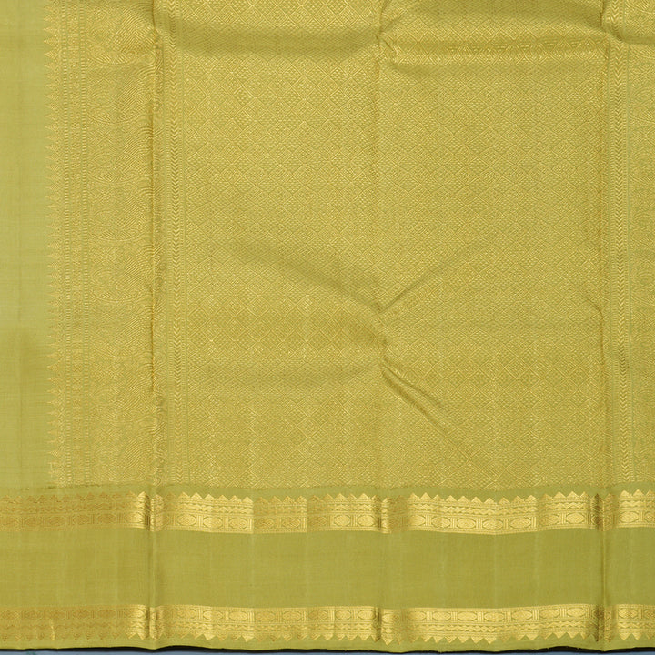 Hayagrivas Handloom Powder Blue Kanjivaram Silk Saree with Olive Green Border KBF602G2-3