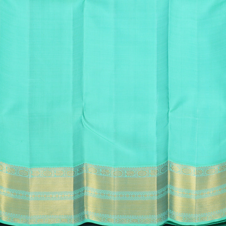 Hayagrivas Handloom Orange Kanjivaram Silk Saree with Aqua Green Border KBF602G2-4