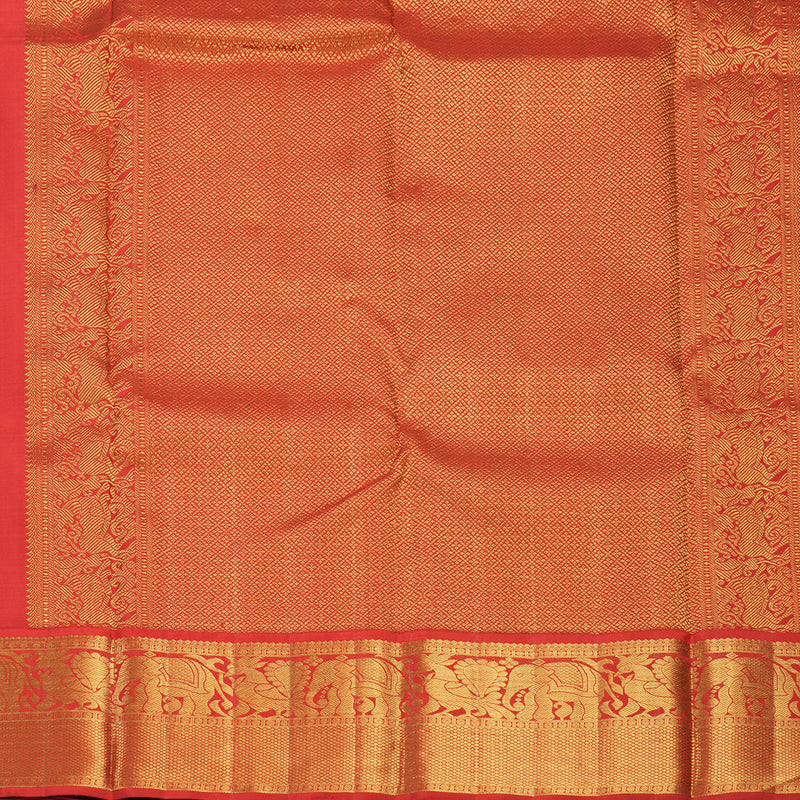 Hayagrivas Handloom Bottle Green Kanjivaram Silk Saree with Red Border KBF602G2-5
