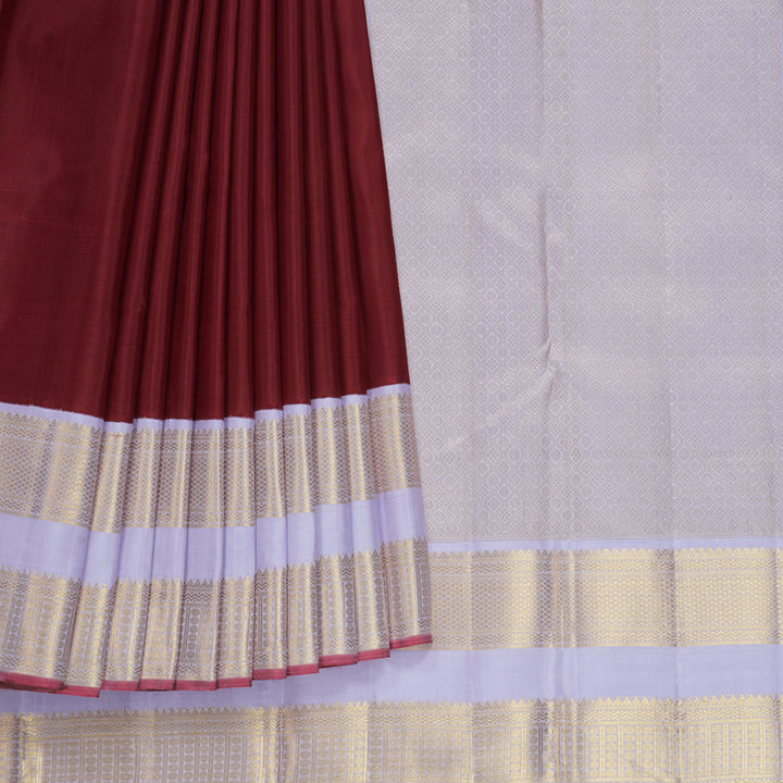 Hayagrivas Handloom Kum Kum Red Kanjivaram Silk Saree with Lilac Border KBF602G3-2