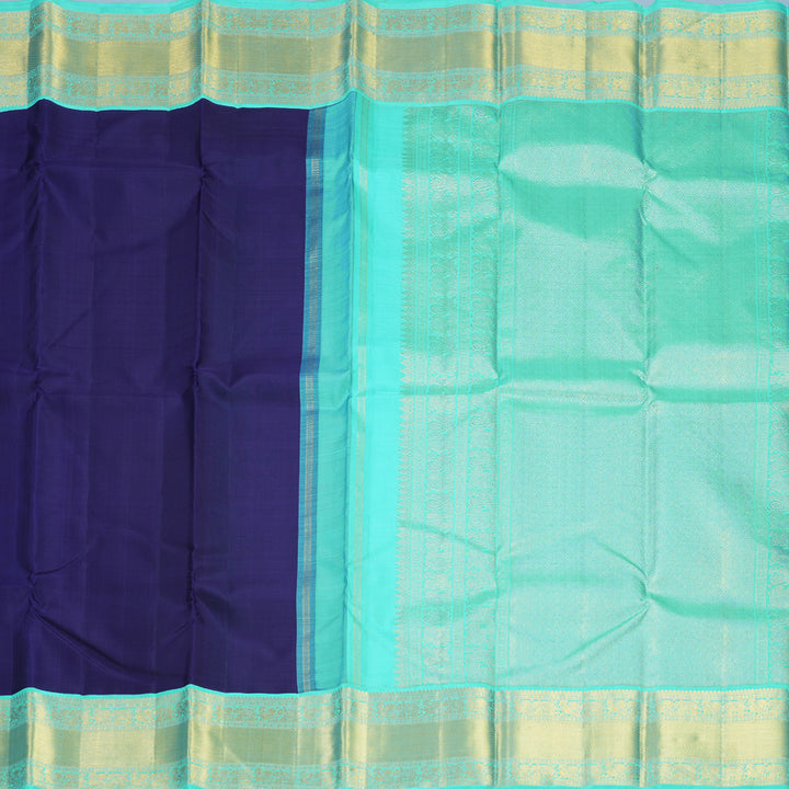 Hayagrivas Handloom Deep Blue Kanjivaram Silk Saree with Sea Blue Border KBF602G3-3