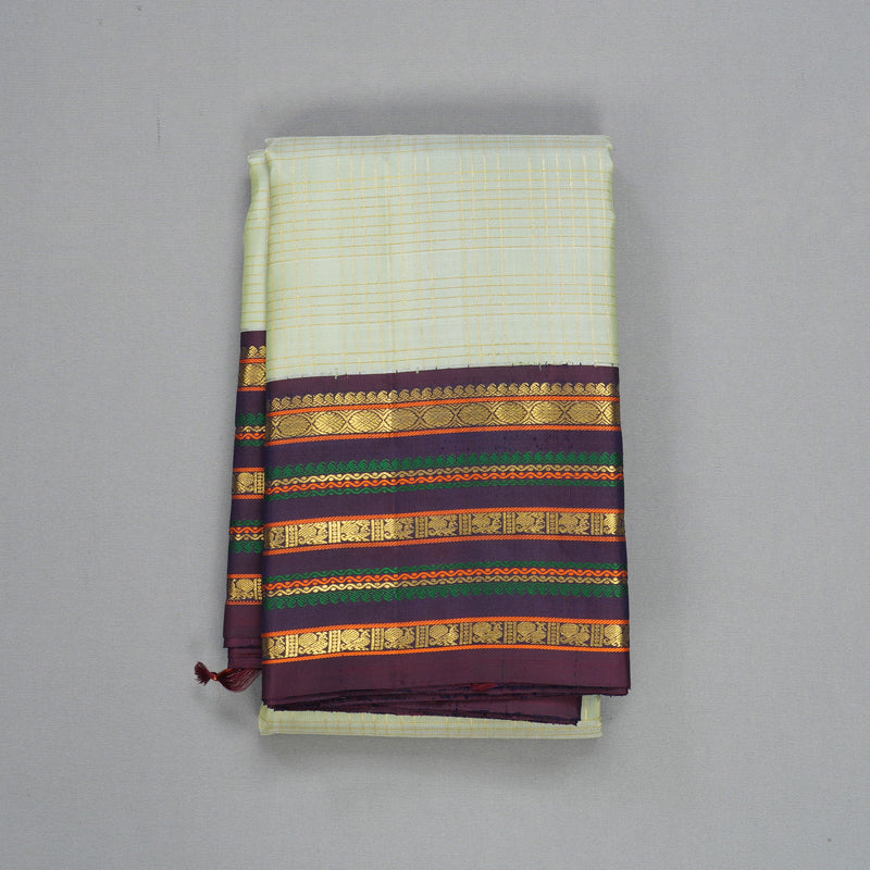 Hayagrivas Handloom Pastel Green Kanjivaram Silk Saree with Nagapazham Border KBF604G10-1