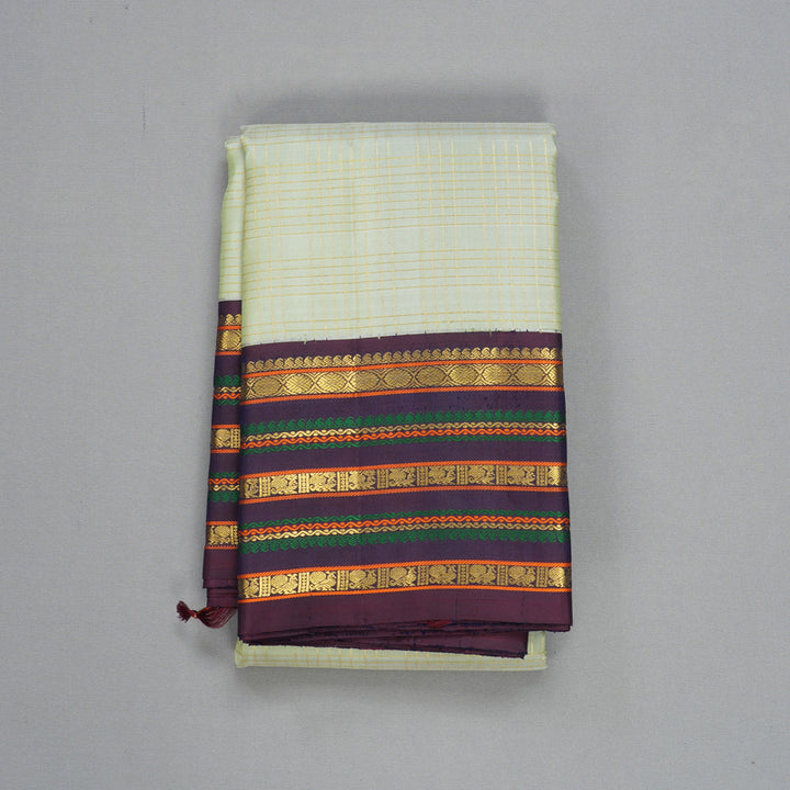 Hayagrivas Handloom Pastel Green Kanjivaram Silk Saree with Nagapazham Border KBF604G10-1