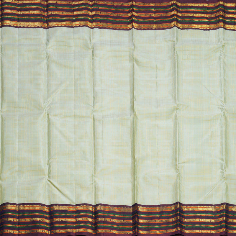 Hayagrivas Handloom Pastel Green Kanjivaram Silk Saree with Nagapazham Border KBF604G10-1