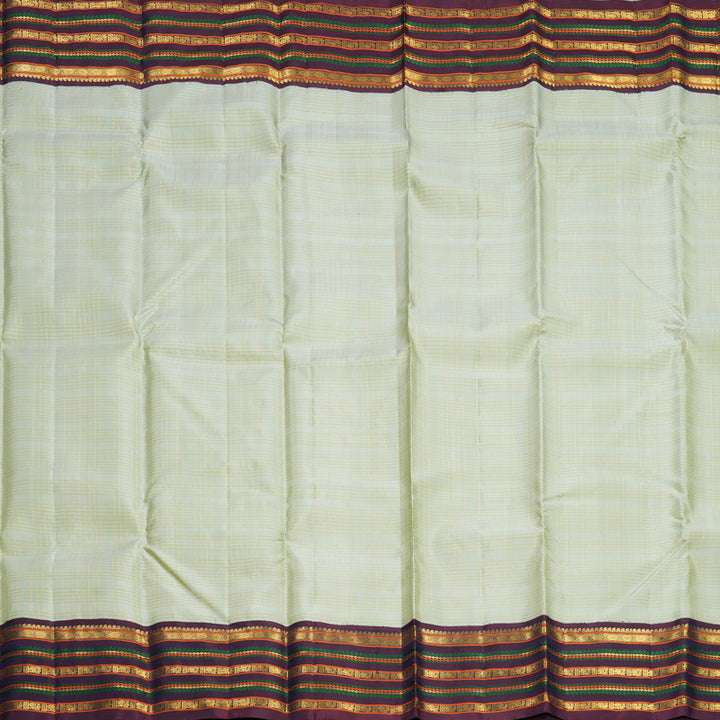 Hayagrivas Handloom Pastel Green Kanjivaram Silk Saree with Nagapazham Border KBF604G10-1