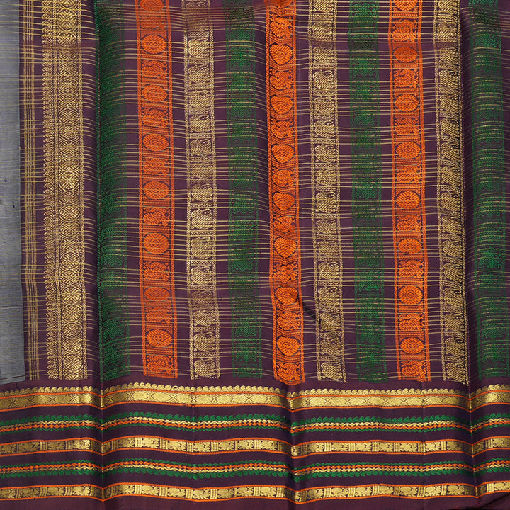 Hayagrivas Handloom Pastel Green Kanjivaram Silk Saree with Nagapazham Border KBF604G10-1